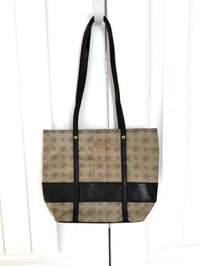 Longaberger Olive Green Black Vinyl Bag Classic Utility Tote/Shoulder Tote